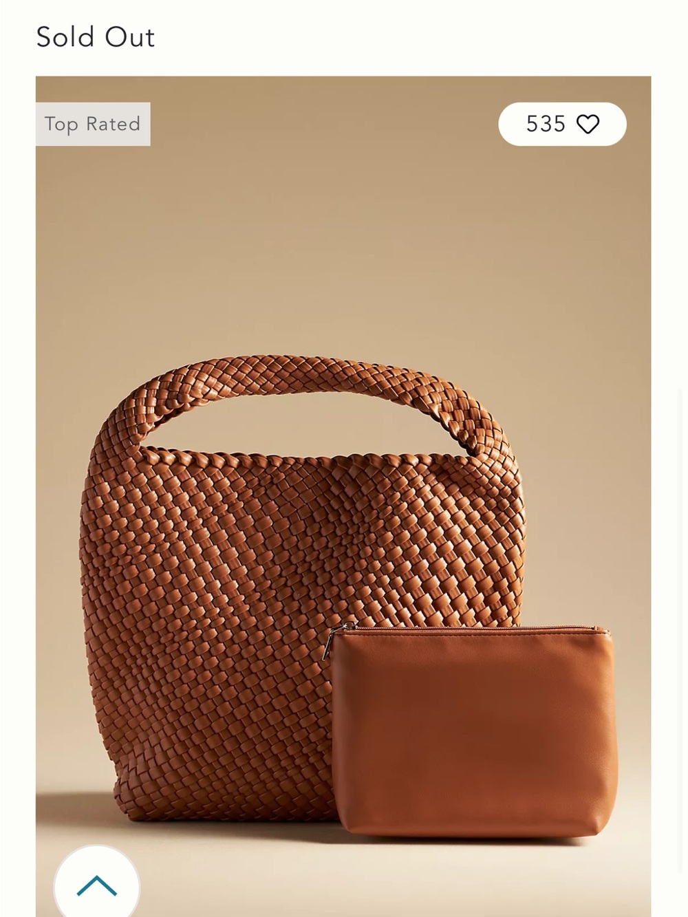 Woven Hobo Tote Bag with Pouch - Brown